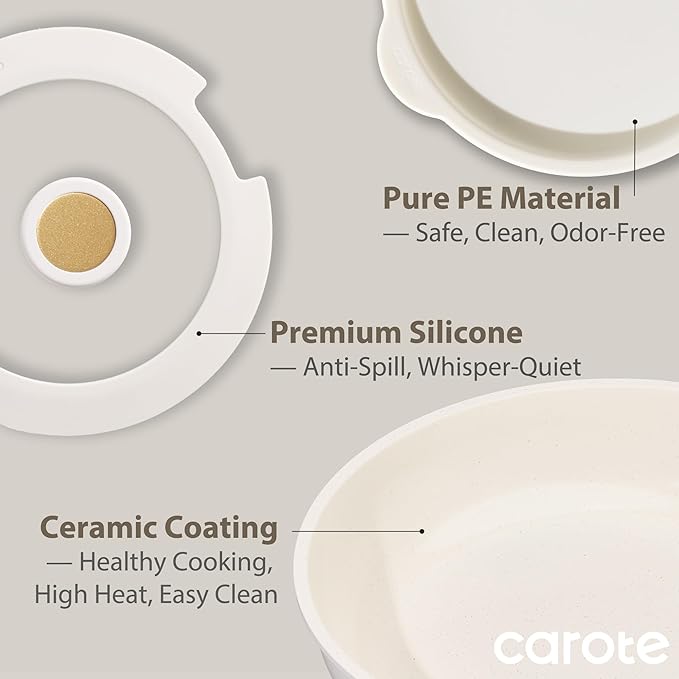 CAROTE 6pcs Pots and Pans Set Non Stick, Cookware Sets, Kitchen Set, Oven/Fridge Safe, Space Saving Pots Set, Nonstick Cooking Set with Versatile Detachable Handle, Induction RV Set