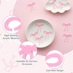 20 Pcs Pink Bow Drink Markers, Coquette Bow Wine Glass Charms, Bar Tools Bow, Acrylic Bow Knot Drink Tag for Wedding Engagement Bachelorette Birthday Tasting Party Decorations Accessory