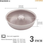CHEFMADE Mini Donut Cake Pan Set, 3-Inch 4Pcs Non-Stick Ring Doughnut Bakeware for Oven and Instant Pot Baking (Champagne Gold)