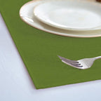 Linen Fabric Placemats Set of 4, Machine Washable, Heat Resistant, Wrinkle Free, Thick Polyester Kitchen Place Mats for Dining Table (Green)
