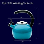Circulon Enamel on Steel Whistling Induction Teakettle, Tea Kettle for Stovetop with Flip-Up Spout, 2-Quart, Turquoise