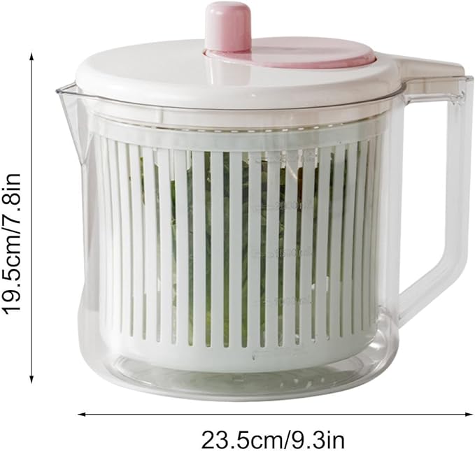 Vegetable Cleaning Bowl – Hand Crank Washer Device, Fruit Rinse Spinner Tool, Salad Washing Container for Kitchen Meal Prep Use | Smooth Mechanism Fast Drain Function Stable Base Structure