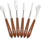 MEEDEN Artist Painting Knife Set: 6Pcs Unique-Shaped Stainless Steel Art Painting Knives with Wooden Handle - Art Supplies for Oil Acrylic Gesso Canvas Painting