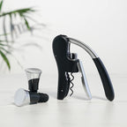 True Lever Corkscrew Manual Stoppers Top-Notch Cork Bottle Opener with Ergonomic Handle and Wine Preserver, Set of 3, Black