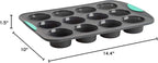 Trudeau Structure Silicone Muffin Pan – 12 Cup, Flexible Silicone with Hard Lining to Hold Shape, Non-Stick, BPA-Free, Dishwasher Safe, Heat Resistant to 428°F – Grey/Mint