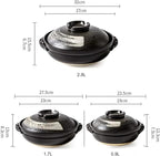 Round Casserole Dish Heat-Resistant Ceramic Casserole With Lid Soup Pot With Soup Pot Oil-Free Saucepan Japanese Donabe Hot Pot With Brushstroke Saucepan With Slow Stew W,B-0.9L