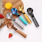 Ice Cream Scoop, 2Pcs Stainless Steel Silver Cookie Scoop with Trigger Melon Baller Scooper Cones, Specialty Tools and Gadgets, Ice Cream Spoon Food Scoop for Frozen Yogurt Sundaes Fruit Cookie