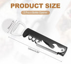 uxcell 2 Pcs Wine Opener, Bottle Opener, Durable Stainless Steel Waiter's Corkscrew, Compact All-In-One Home Bar Tool for Bar, Party, Wedding, Home, Travel, Black