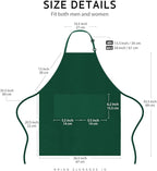 Syntus 12 Pack Bib Apron, Unisex Aprons Adjustable Waterdrop Resistant with 2 Pockets Cooking Kitchen Apron for Chef, BBQ Drawing Apron Bulk, Dark Green