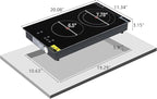 Winado 2 Burners Electric Ceramic Cooktop 20 inch, 220-240V Flat Top Stove, Multi-function Elecric Stovetop w/9 Heating Level, Timer & Kid Safety Lock, Sensor Touch Control, Timer Setting, Plug, 3000W