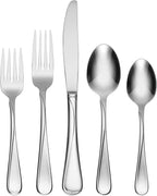 Oneida Silverware Set For 12, Flight 65-Piece Everyday Flatware Set with Serving Utensils, Service For 12, 18/0 Stainless Steel, Mirror Finish, Dishwasher Safe, Light Weight, Dining (Silver, 65 Piece)
