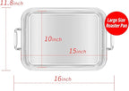 15 Inch Stainless Steel Roasting Pan with Cooling Rack - Turkey, Chicken, Ham Roaster with V-Shaped Baking Rack by Kendane