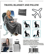 Comfort Fly Travel Blanket & Pillow – 2-in-1 Micro Plush Airplane Blanket with Carry Case (40" x 70") - Black