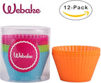 Webake Jumbo Silicone Muffin Cups, 3.5 Inch Jumbo Silicone Baking Cups Reusable Cupcake Liners Nonstick Large Cake Cups Set Stand Alone Cupcake Holder, 12 Pack Auto Cup Holder Liner