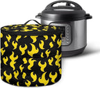 Electric Pressure Cooker Storage Bag Smooth Flat Surface Electric Pressure Cooker Insulation Handbag Home Decorations, Yellow Flame Print