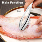 Fish Scaler Remover, Fish Scales Scraping Tool, Fishes Scaler Scraper with Grip Handle Fast Cleaning Skin Steel Brush Fishes Peeling Scraper(COLOR:Silver)