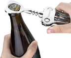 Beneno Wine Opener with Stainless Steel Wine Foil Cutter - Bottle Top Seal Cutter, Zinc Alloy Premium Wing Corkscrew with Multifunctional Bottles Opener, Ash silver