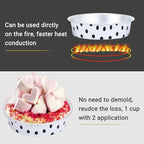 Beasea Mini Tart Pans with Lids 50 Pack, 4” 8oz Disposable Aluminum Baking Foil Tins Round Small White Black Dot Container for Individual Cupcake Dessert Muffin Ramekin Cheesecake Quiche Oven Dishes