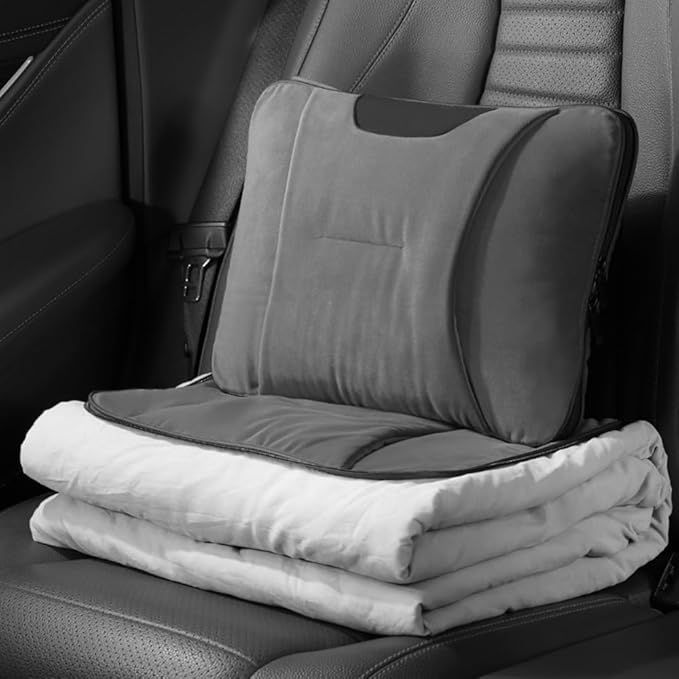 Car Travel Blanket Waist Support Blanket for Mercedes Benz/AMG GL X166 X164 SUV GL 350 400 450 500 550 / GL63, Premium Soft 3 in 1 Warm Soft Travel Blanket Car Pillow Blanket,Grey