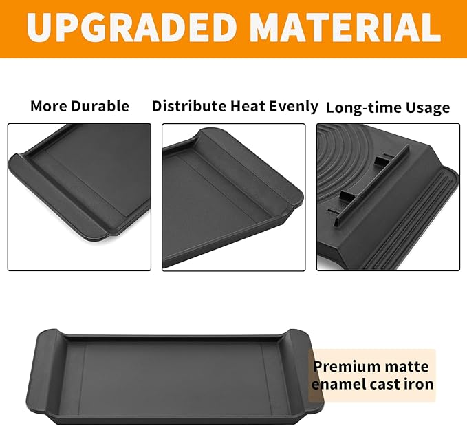 Upgraded DG61-00563A Griddle Replacement for Samsung stove Parts Top Griddle Plate Samsung Gas Range Cooktop Parts NX58H5600SS NX58H9500WS Cast Iron Center Burner Griddle Pan 1 Pcs