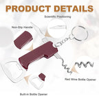 uxcell 4 Pcs Wine Opener, Bottle Opener Keychain, Durable Stainless Steel Waiter's Corkscrew, Compact All-In-One Home Bar Tool for Bar, Party, Wedding, Home, Travel, Dark Red