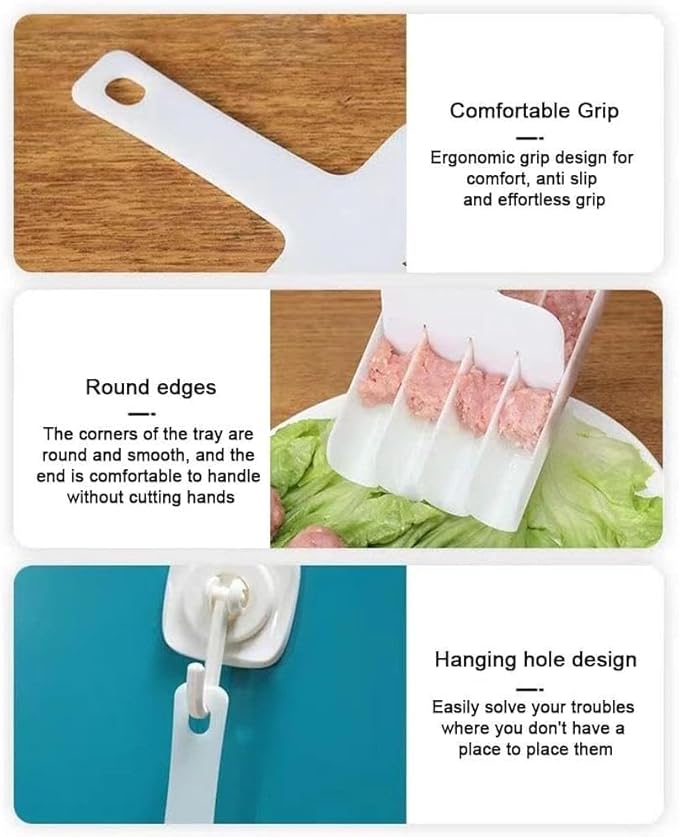 White Creative Kitchen Triple Meatball Maker, Meat Ball Scoop with Cutting Spade Ball Maker, None-Stick Meatball Maker Melon Ballers Fruit and Vegetable Tools Kitchen Utensils and Gadgets