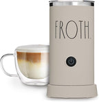 Rae Dunn Electric Milk Frother Steamer -Stylish Automatic Milk Steamer and Frother, Milk Warmer, Hot and Cold Foam Maker for Coffee, Latte, Cappuccino, Macchiato - 550 Watt (Sand)