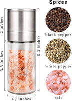 Gulex® Salt and Pepper Grinder Set, Pepper Mill, Sea Salt Shaker Grinder Refillable, Adjustable Coarseness, Stainless Steel with Ceramic Rotor(Seasoning not included)