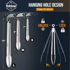 Eddeas Tongs For Cooking - All Metal Heat Resistant 600 Degrees Kitchen Tongs, Stainless Steel Locking Tongs, For Food,Salad, BBQ, Grill, Dishwasher, Set of 3-7",9" & 12 inch