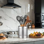 KSENDALO Metal Utensil Holder Set, Small SUS304 Steel Utensil Holder Flatware Silverware Spatulas Utensils Drying Rack for Kitchen Countertop, Kitchen Home Office Organizers ,Silver (3 Pack)