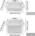 Microwave Steamer with Lid and Tray, Vegetables Steamer for Microwave Bowl, Microwavable Cookware Supplies (2 - Layer)