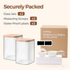 ComSaf 2Pcs Large Glass Storage Containers with Lids 4Qt, 1 Gallon Wide Mouth Flour Sugar Storage Containers, Large Capacity and Sealed for Rice, Cereal, Oat, Easy Clean and Scoop, Pantry Organization
