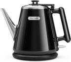 Hazel Quinn Electric Kettle - 1L/34oz Small Tea Kettle, 800W Fast Boil, All 304 Stainless Steel Interior, Double Wall for Cool Touch and Thermal, Auto Shut-Off, BPA-Free, Cordless - Jet Black