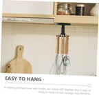 Lurrose 3pcs Rotating Kitchen Utensil Hooks Set, Black Metal Hanging Rack for Spatula Spoon Storage, Under Cabinet Organizer for Kitchen Cooking Tools