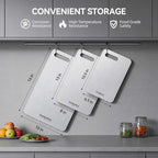 Titanium Cutting Boards Set of 3, 100% Pure Titanium Kitchen Cutting Board, Double-Sided Non-Toxic Cutting Board, Ideal for Slicing and Dicing Meats, Features Handle, Dishwasher Safe