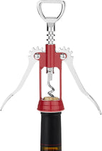 True Soar Winged Corkscrew Wine Opener Manual, Heavy Duty Stainless Steel Cork Openers in Chrome Finish, Home Bar Accessories Bar Tools, Set of 1 Red