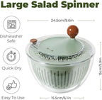 Salad Spinner Large Lettuce Spinner 4.3 Qt with Non-Slip Base & Stop Button Vegetable Dryer & Fruit Washing Bowl for Efficient Salad Prep