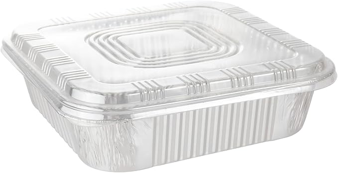 Waytiffer 20-Pack Disposable Aluminum Foil Tins - Heavy Duty Square Cake & Baking Pans with Plastic Dome Lids