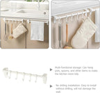 TOYANDONA No-Drill Under Cabinet Plastic Utensil Hooks 5-Row Kitchen Hanging Rack for Cookware and Spoon Storage, White Multi-Purpose Organizer for Kitchenware and Sundries