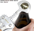 Wing Corkscrew Wine Opener, Premium Zinc Alloy Manual Bottle Opener, Heavy Duty Multifunctional Tool for Kitchen, Bar, Restaurant & Waiters (Aesthetic Silver)