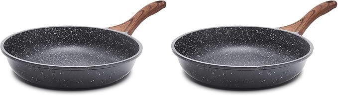 SENSARTE Nonstick Frying Pan Skillet, Swiss Granite Coating Omelette Pan, Healthy Stone Cookware Chef's Pan, PFOA Free (8/9.5/10/11/12.5 Inch) (10 Inch) (Pack of 2)