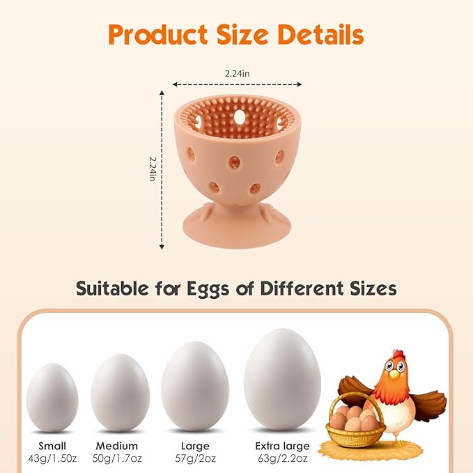 Egg Brush Cleaner, Egg Cleaner Scrubber for Fresh Eggs, Cute Chick Shaped Silicone Egg Washer, Reusable Multipurpose Washing Egg Tool for Fruits and Vegetables(Brown)