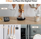 VOCOO Magnetic Kitchen Timer for Cooking with Count Up Countdown, Digital Timer Battery Powered with Large Display, 2 Brightness and Volume Levels for Classroom, Teacher, Kids