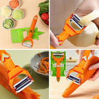 Pelador Multifuncional 2-En-1, Multi Cutter and Julienne Set with Grating Plate Great, 2025 Multifunctional Kitchenware Set with Grating Plate, Double-Edged for Easy Peeling (2 PCS)