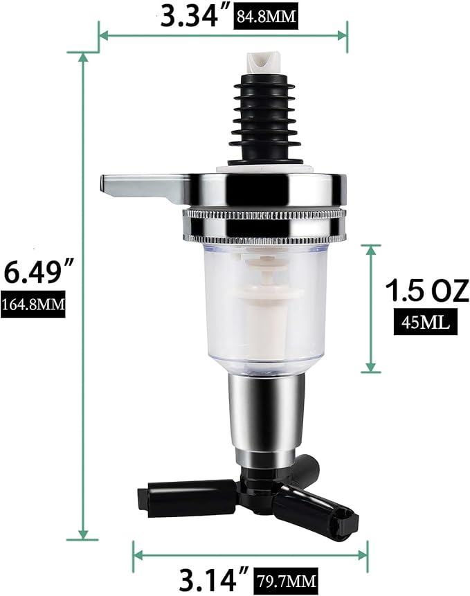 Optic Liquor Dispenser 1.5oz 45ml Bar Tool for Wine, Cocktails, and Liquor, Drink Pourer Bartending Tool，Perfect for Pouring and Measuring Spirits at Home or Pubs, Set of 2