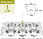 P&P CHEF Muffin Pan Cupcake Baking Pan Set, Stainless Steel Muffin Tin Tray for Mini Cake Tart Quiche, Oven & Dishwasher Safe, Non-toxic & Heavy-duty, (6 Cup, 1Pc)