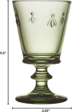 La Rochere Napoleon Bee Olive Green Stemmed Wine Glass Set of 6 – Vintage Wine Glasses – La Rochere Bee Glassware Sets (9 oz)