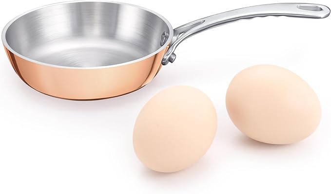 Mini Sauce Pan, Tri-Ply Stainless Steel Pot with Stay-Cool Handle Heating Sauce Gravy & Oil (4 Inch/0.12Quart) - Copper