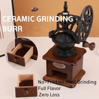 Wooden Manual Coffee Grinder Vintage Style Hand Coffee Mill Burr Coffee Grinder with Ceramic Hand Crank,Wooden Manual Coffee Grinder Cleaning Brush(Brown Ferris wheel style）
