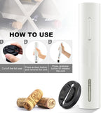 COKUNST Electric Wine Opener, Cordless Automatic Corkscrew with Foil Cutter, Battery Operated Wine Bottle Opener for Home, Gift, Party, White